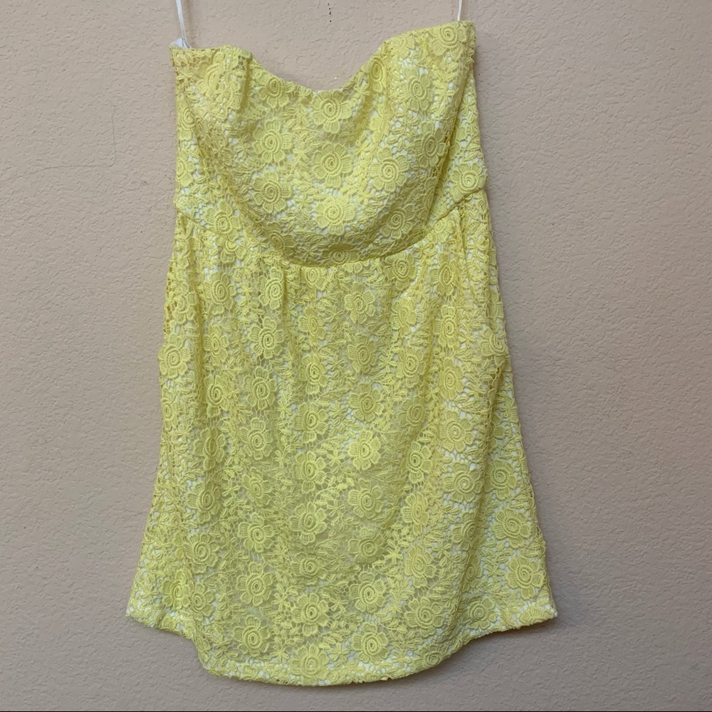 JB By Julie Brown Yellow Lace Strapless Dress
